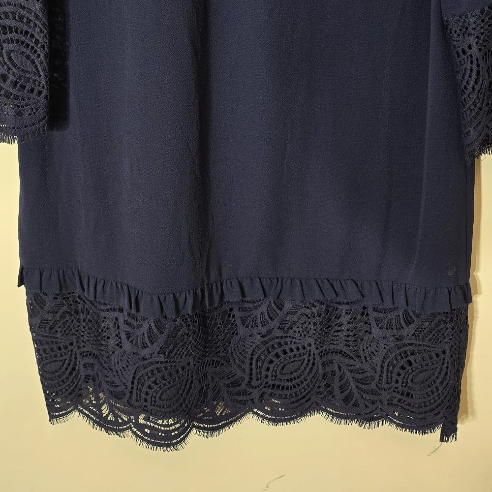 Micheal Kors Women's Navy Lace-Trim Shift Dress Size Small (Free Shipping 🚚✨️)